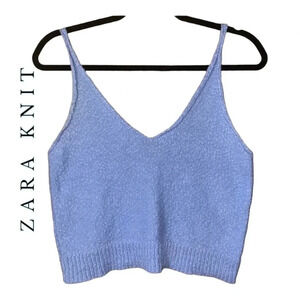 0466. Zara KNIT CROP TOP SPAGHETTI STRAPS SIZE SMALL LILIAC PURPLE